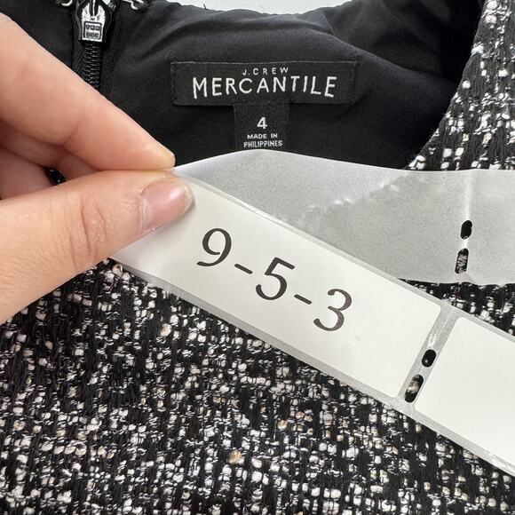 J‎ Crew Mercantile Dress Womens 4 Black White Gold Tweed Sleeveless Sheath - Picture 3 of 8
